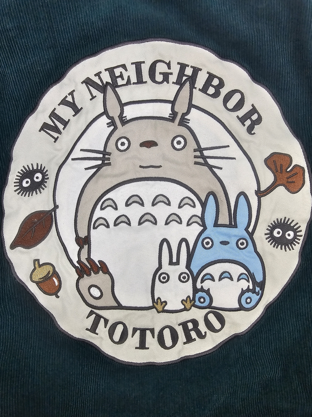 Studio Ghibli My Neighbor Totoro Corduroy Varsity Jacket Unisex XL Forest Green - Picture 7 of 9
